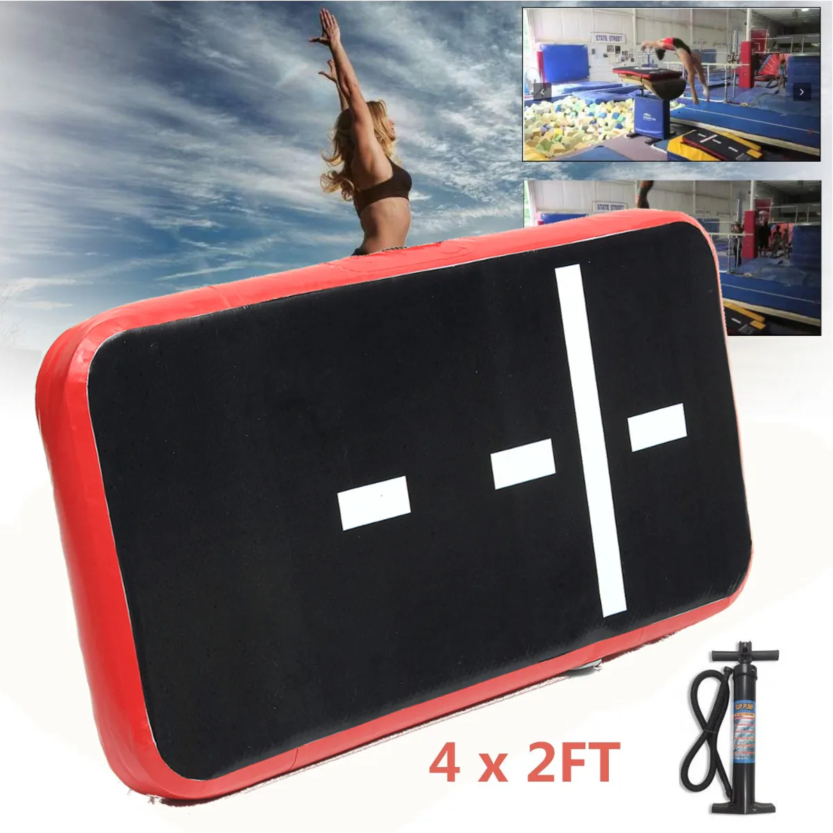 

23.6x112.4x1.97inch Airtrack Gymnastics Mat Sports Rolling Mat Inflatable GYM Air Track Mat Set