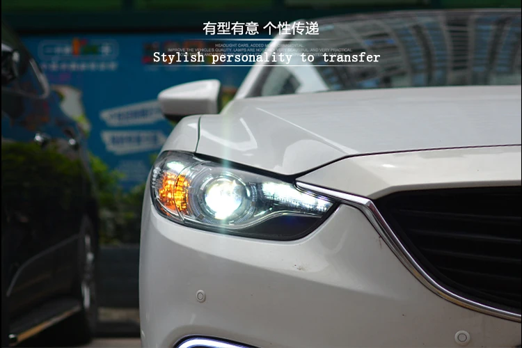 Perfect Car Styling New For Mazda 6 led headlights 2014-2016 Led Mazda Atenza head lamp Angel eye led drl HID KIT Bi-Xenon Lens low beam 9