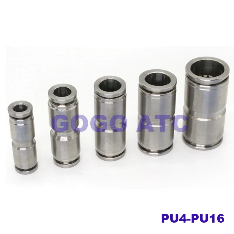 

304 stainless steel quick-connect straight PU4-16 MM pneumatic air pipe quick-connect joint double-head hose connector