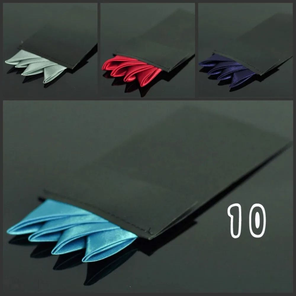 

Fashion Solid Silk Satin Handkerchief Candy Color Suits Pocket Square For Men Business Chest Napkin Hankies