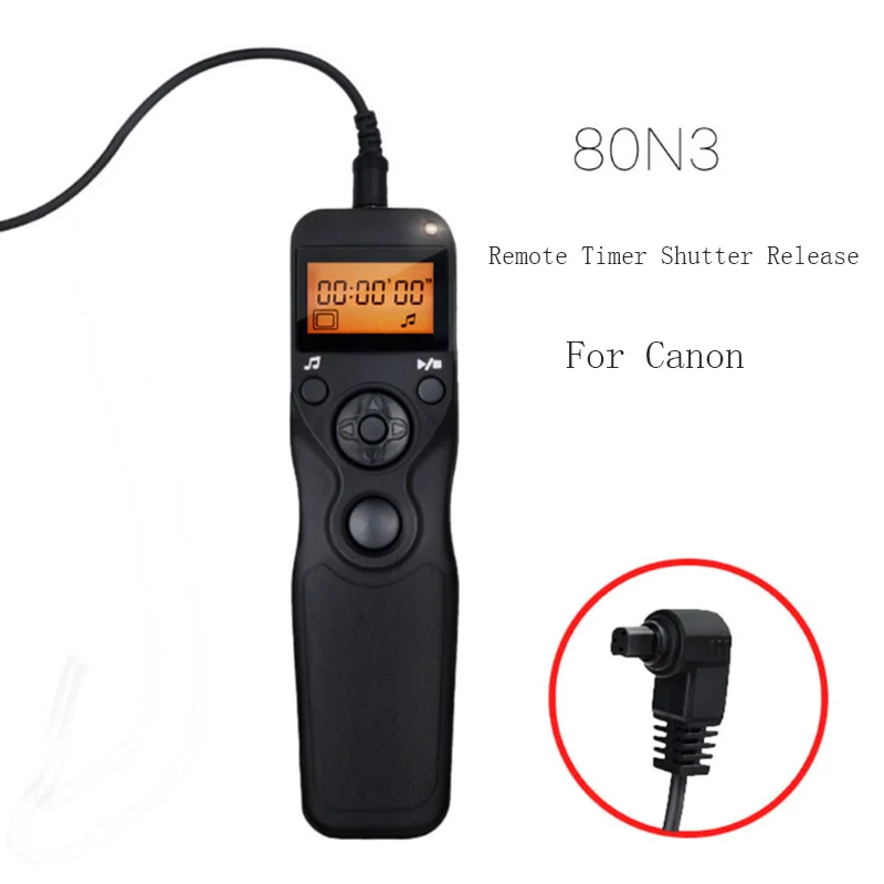 

RS-80E3 Timer Shutter Release Remote Control for Canon 7D 6D 5D2 5D3 5D Mark II 50D 40D 30D 20D 10D 1D 1DX 1DsMark3 1v EOS-1V