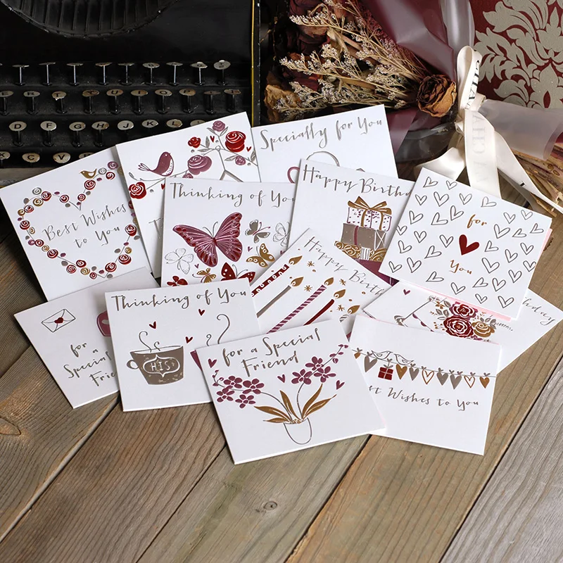 Mini Greeting Cards Embossed Hot Stamping Daily Greetings Happy