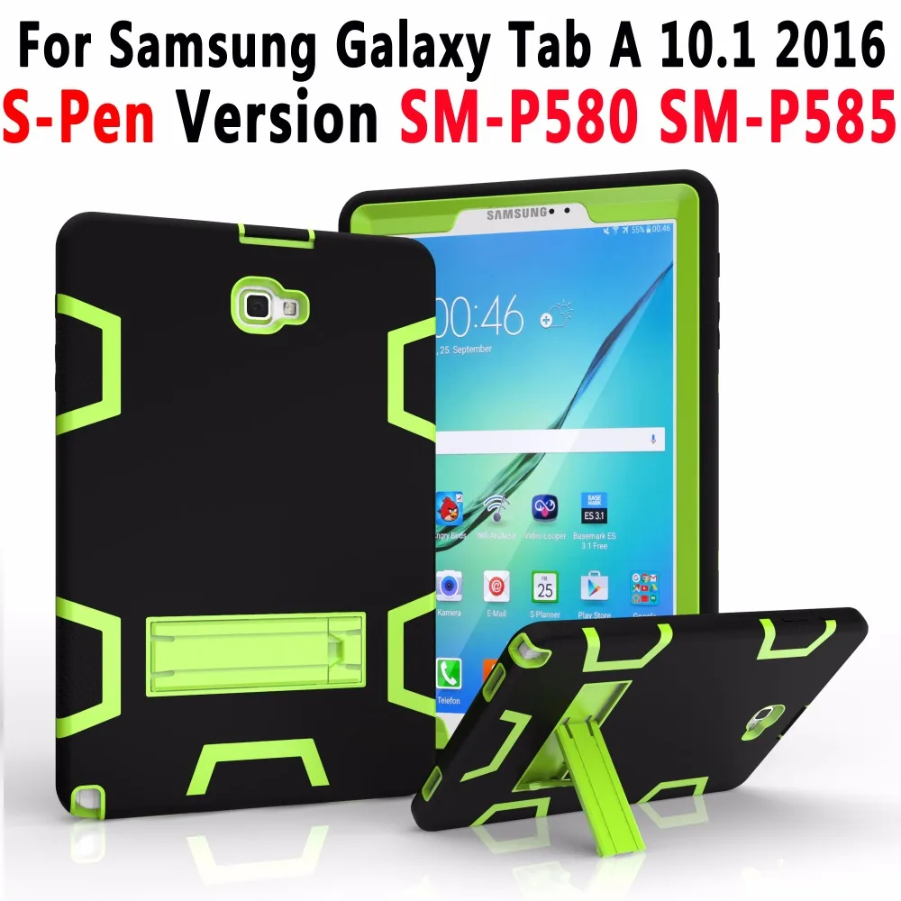

Top Quality Armor Silicon Tablet Cover for Samsung Galaxy Tab A A6 10.1 2016 S-Pen Version P580 P585 SM-P580 SM-P585 Case