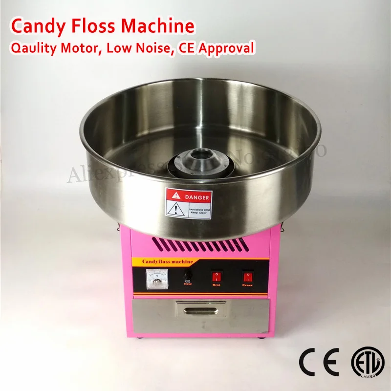 Electric Fairy Floss Sugar Cotton Candy Machine with Drawer 52cm Stainless Steel Bowl Scoop