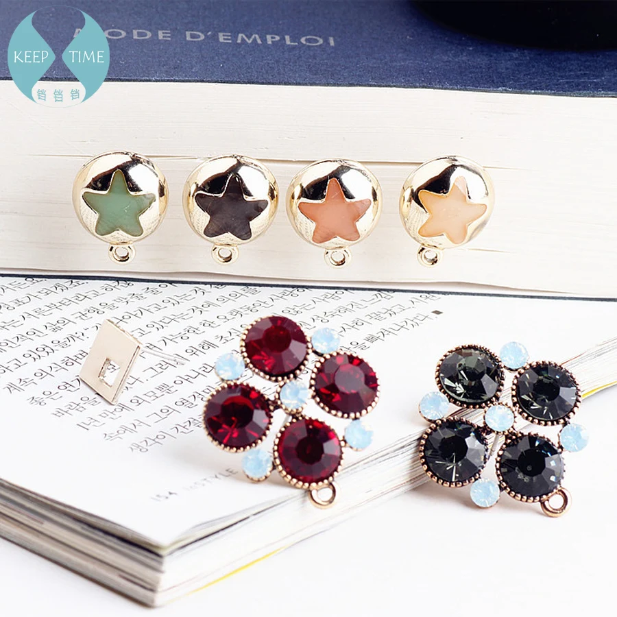 

DIY handmade accessories alloy round star drill earrings pendant materials