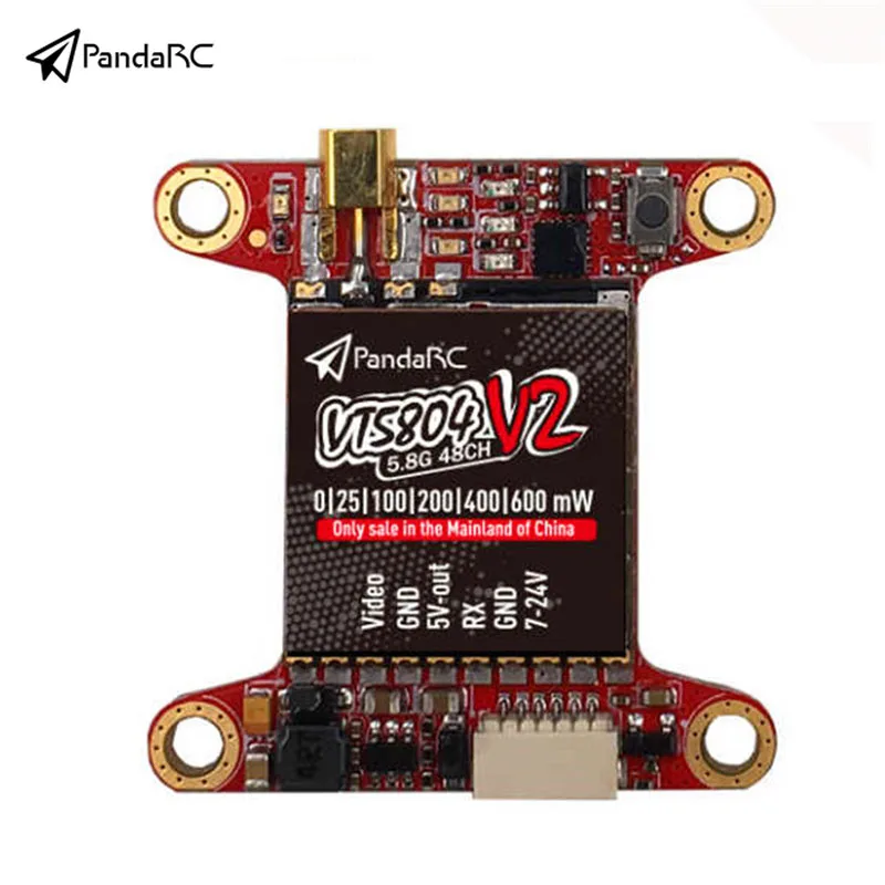

PandaRC 5804 V2 5.8G 48CH 25/100/200/400/600mW Switchable FPV Transmitter For RC Multirotor Quadcopter 7-24V Goggels Part