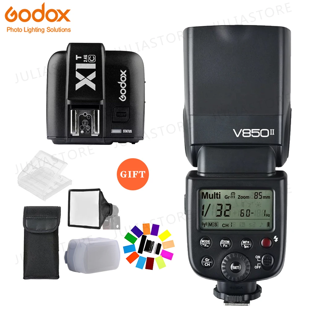 Godox Винг V850II GN60 2,4G 1/8000 s HSS Камера вспышка Speedlight 1,5 s время перезарядки с 2000 mAh Li-Ion Батарея или X1T-C для Canon