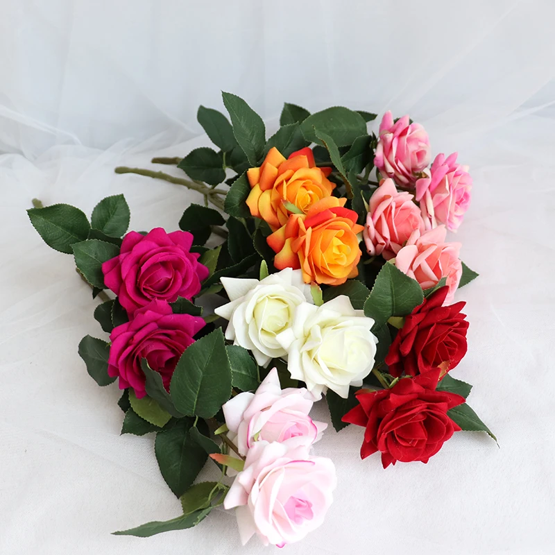 Beautiful Rose Artificial Silk Flowers Small Bouquet Flores Home Party
