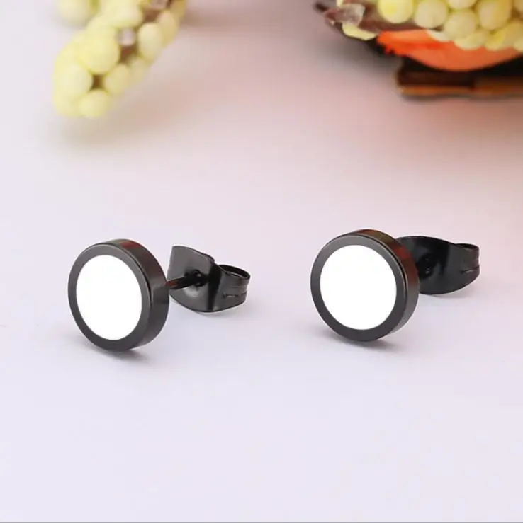 

LASPERAL 1Pair Punk Barbell Dumbbell Singled Sided Piercing Earrings Women Round Circle Stud Earrings For Men Vintage Designed