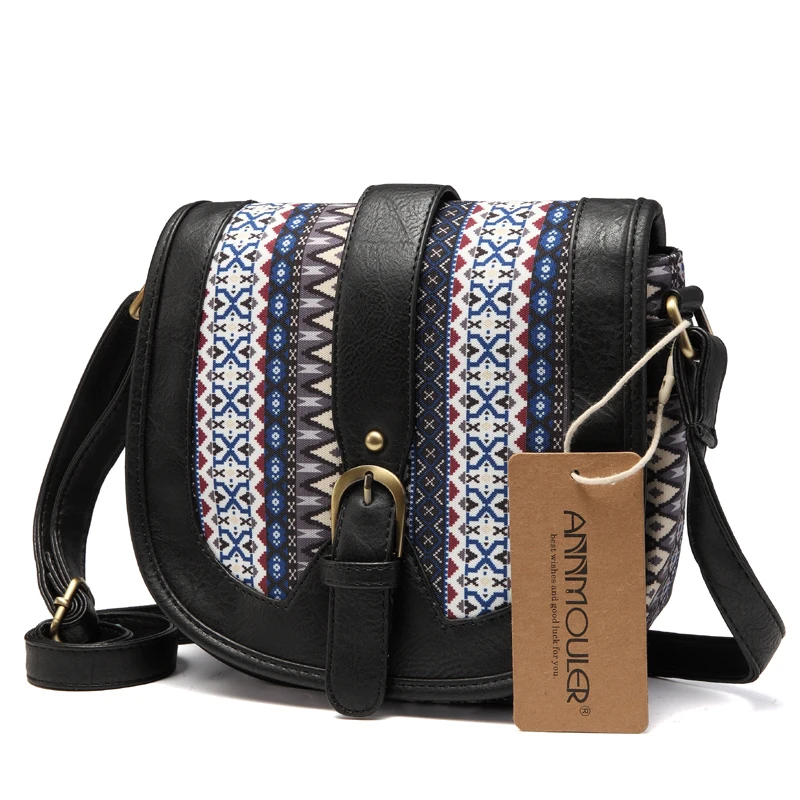 Annmouler, дизайн, женская сумка на плечо, винтажная маленькая сумка из искусственной кожи, Лоскутная сумка через плечо, богемный стиль, женская сумка-мессенджер