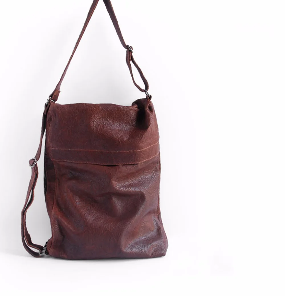 Vendange Japan and Korean Style casual cowhide large-capacity retro leather bag shoulder bag/ messenger bag 0845