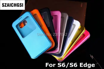 

SZAICHGSI Cover Flip PU Leather mobile Phone Cases Shell for samsung Galaxy S6/S6 Edge Wholesale 500pcs/lot