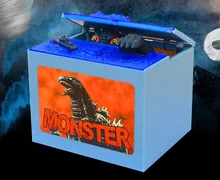 Free shipping 1pcs/lot 2016 New Godzilla Movie Musical Monster Moving Electronic Coin Money Piggy Bank Box