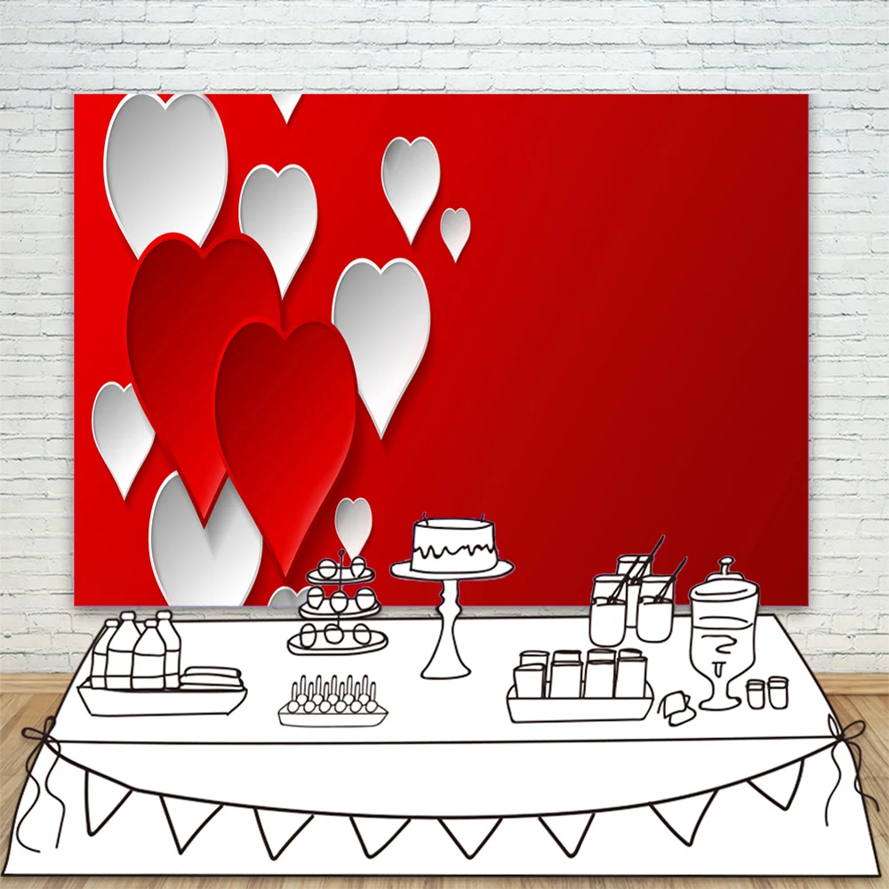 Vinyl Photo Backgrounds Valentine's Day White And Red Romantic Love Heart Couple Backdrop Baby Booth Studio | Электроника