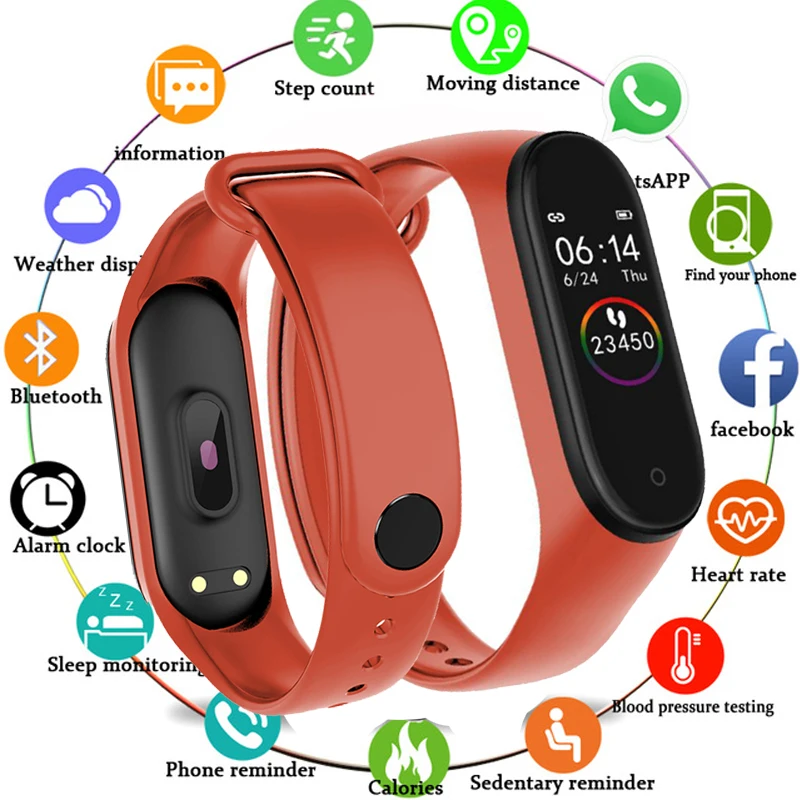 

Smart Band M4 Fitness Bracelet Activity Tracker Men Women Wristband Pressure Measurement Bracelet PK mi band 4 Global