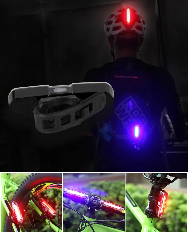 Perfect USB Rechargeable Front Rear Bicycle Light Lithium Battery LED Bike Taillight Cycling Helmet Light Lamp Mount Bicycle Accessories 2