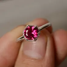 Ring wome ring Sterling 925 Silver1.2CT round cut Lab Ruby Ring Engagement wedding fashion bague Gemstone Ring July Birthstone