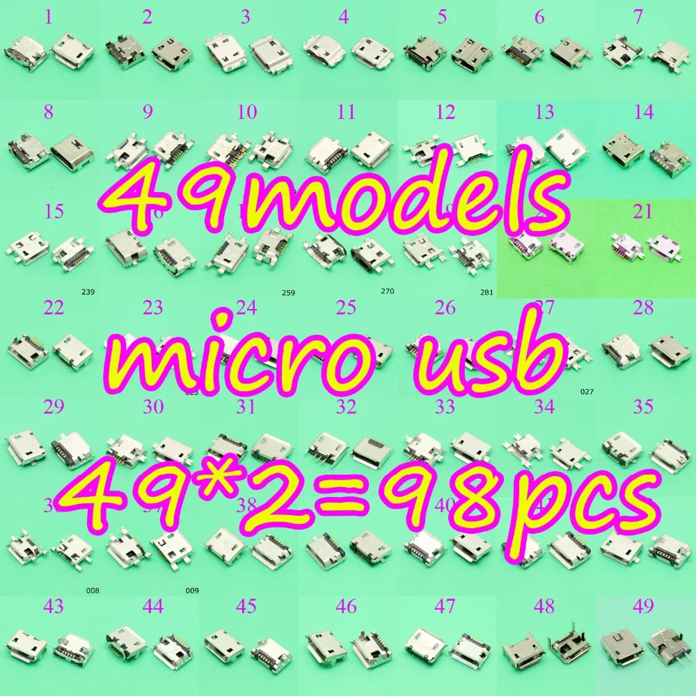 49 модель мини микро usb разъем порт для зарядки 5Pin Samsung HTC Lenovo Huawei...mobi le телефон