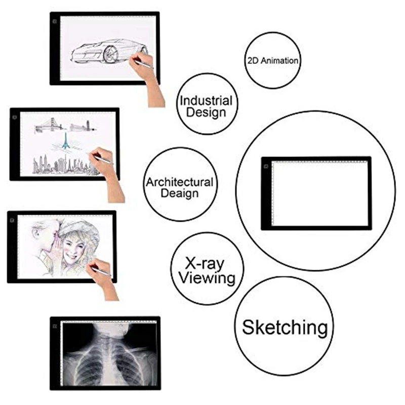Ультра-тонкий портативный A4 светодиодный светильник Pad, светильник татуировки Настольный Tracer USB кабель с регулируемой яркостью, используется для художников, рисования