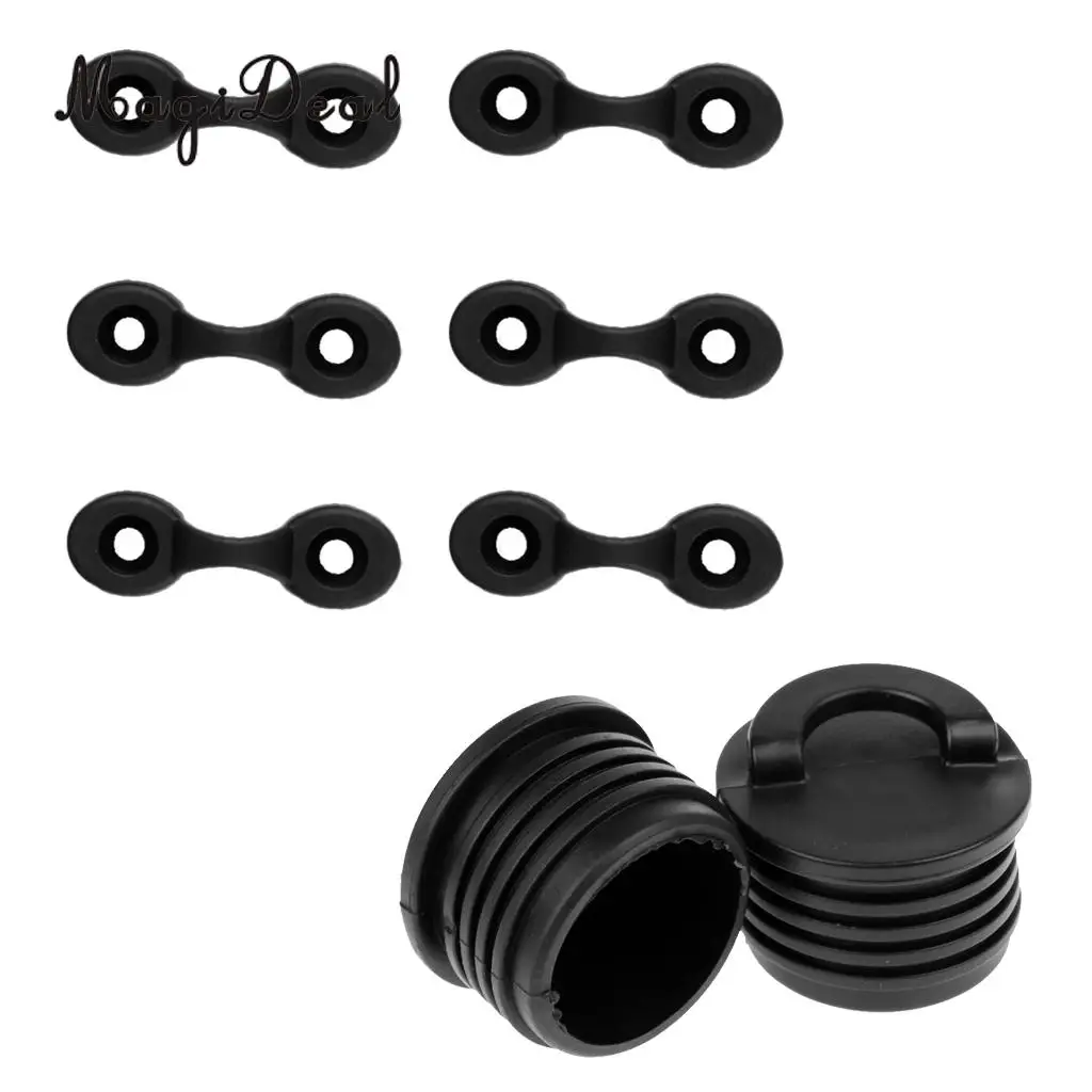 MagiDeal Universal 2x Kayak Scupper Bung Plug & 6x Deck Pad Eye Rigging Hardware for Canoe Inflatable Boat Fishing Dinghy