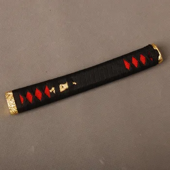 

Delicate Tsuka Black Silk Ito & Imitated Red Rayskin & Alloy Fuchi Kashira Fitting for Japanese Samurai Sword Katana Handle H16