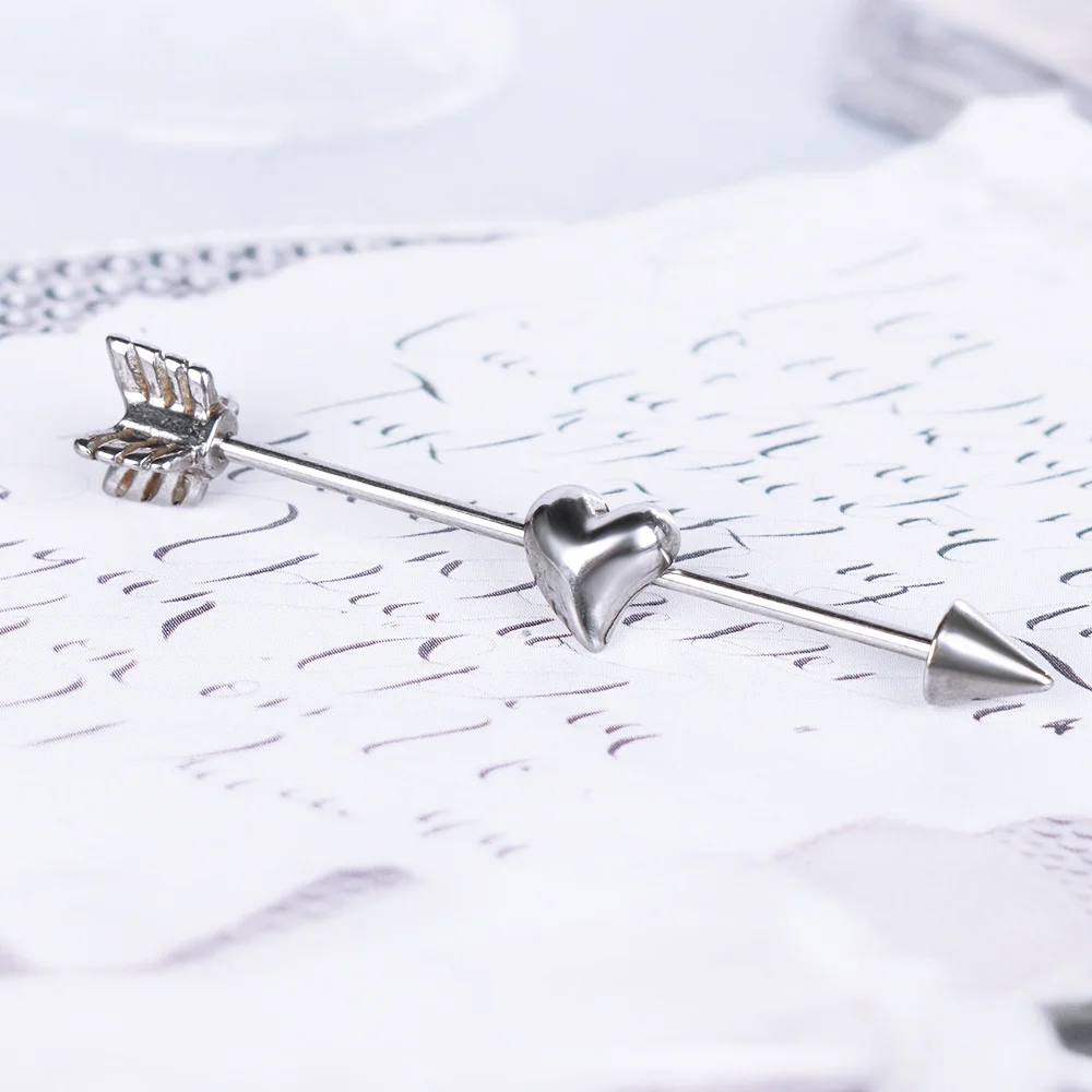 

1Pc Stud Ear Piercing Body Jewelry 316L Surgical Stainless Steel 16G 35mm Spike Long Industrial Barbell Helix Tragus