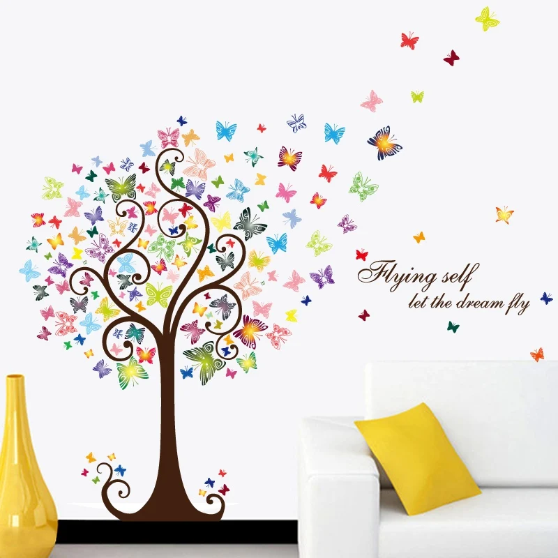 

1 set New Romantic Butterfly Tree Removable Wall Sticker Bedroom Living Room Home DIY PVC Decals Home Decor new