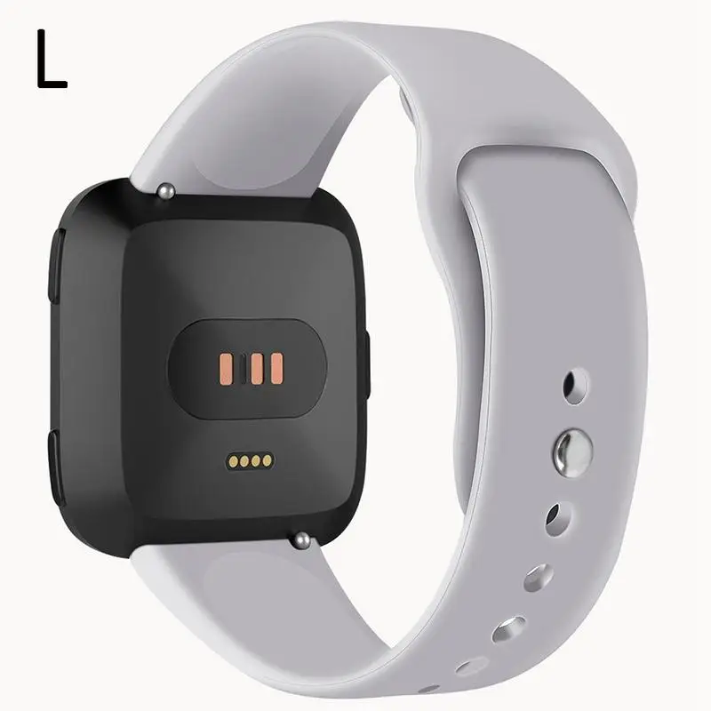 Мягкие силиконовые Замена спортивные часы-браслет ремешок для Fitbit Versa Lite Edition браслет 15 цветов S L Размер - Цвет: Gray