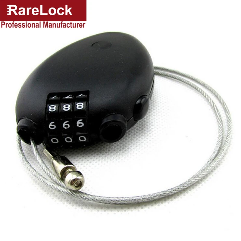 

Rarelock Small Portable Black ABS 3 Number Code Combination Lock Bag Luggage Suitcase Computer With Wirerope Locks a