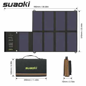 

Suaoki Portable 60W Folding Foldable Solar Panel Charger Solar Mobile Power Bank for Phone Car Laptop Battery Charger