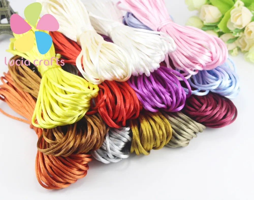 

Lucia crafts 10y/lot 2mm Soft Satin Rattail Silk Macrame Cord Nylon knot Rope Making Accessories DIY Craft Supplies D053001