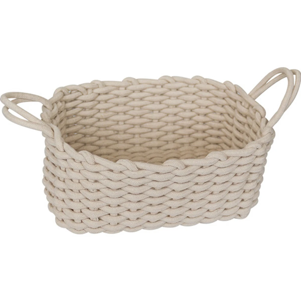 Handmade Cotton Rope Storage Basket Nordic Style Desktop Sundries Finishing Box Natural Fabric Laundry Toys Small Organizer Box