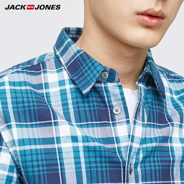 Jack Jones COTTON 100% fashion casual slim fit version multicolor plaid long sleeve top men shirts| 216405518 1