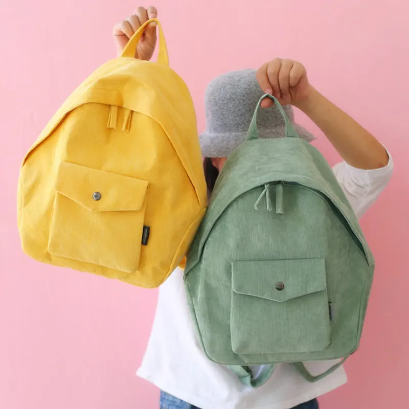 Retro Backpack For Women Girl Korean Simple Colour Mochila Harajuku ulzzang Women Backpack School Bag Female  Corduroy Backpack