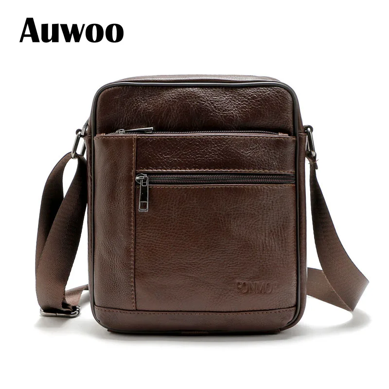

2016 New Men's bags Genuine Leather Shoulder Bag Multiple Zipper Leisure Crossbody Bag Messenger Bag for Man