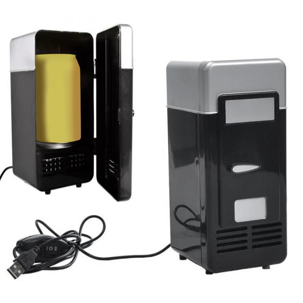 

Desktop Mini Fridge USB Gadget Beverage Cans Cooler Warmer Refrigerator With Internal LED Light Car Use Mini Fridge