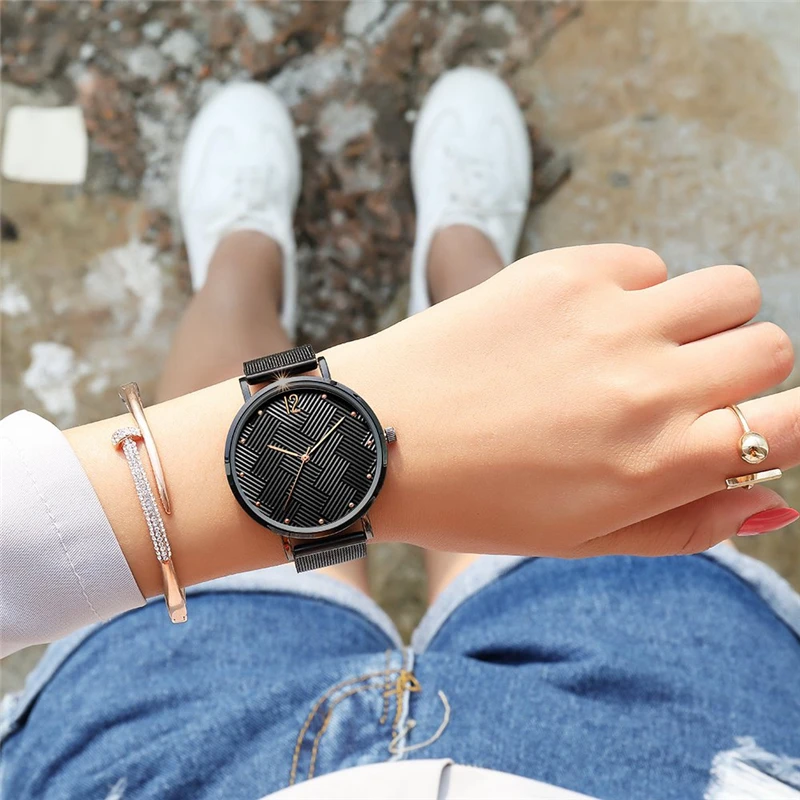 Simple Black Women Watches Top Luxury Brand Stainless Steel Mesh Strap Quartz Watch Waterproof Ladies Fashion Wristwatch New Simple Black Women Watches Top Luxury Brand Stainless Steel Mesh Strap Quartz Watch Waterproof Ladies Fashion Wristwatch New