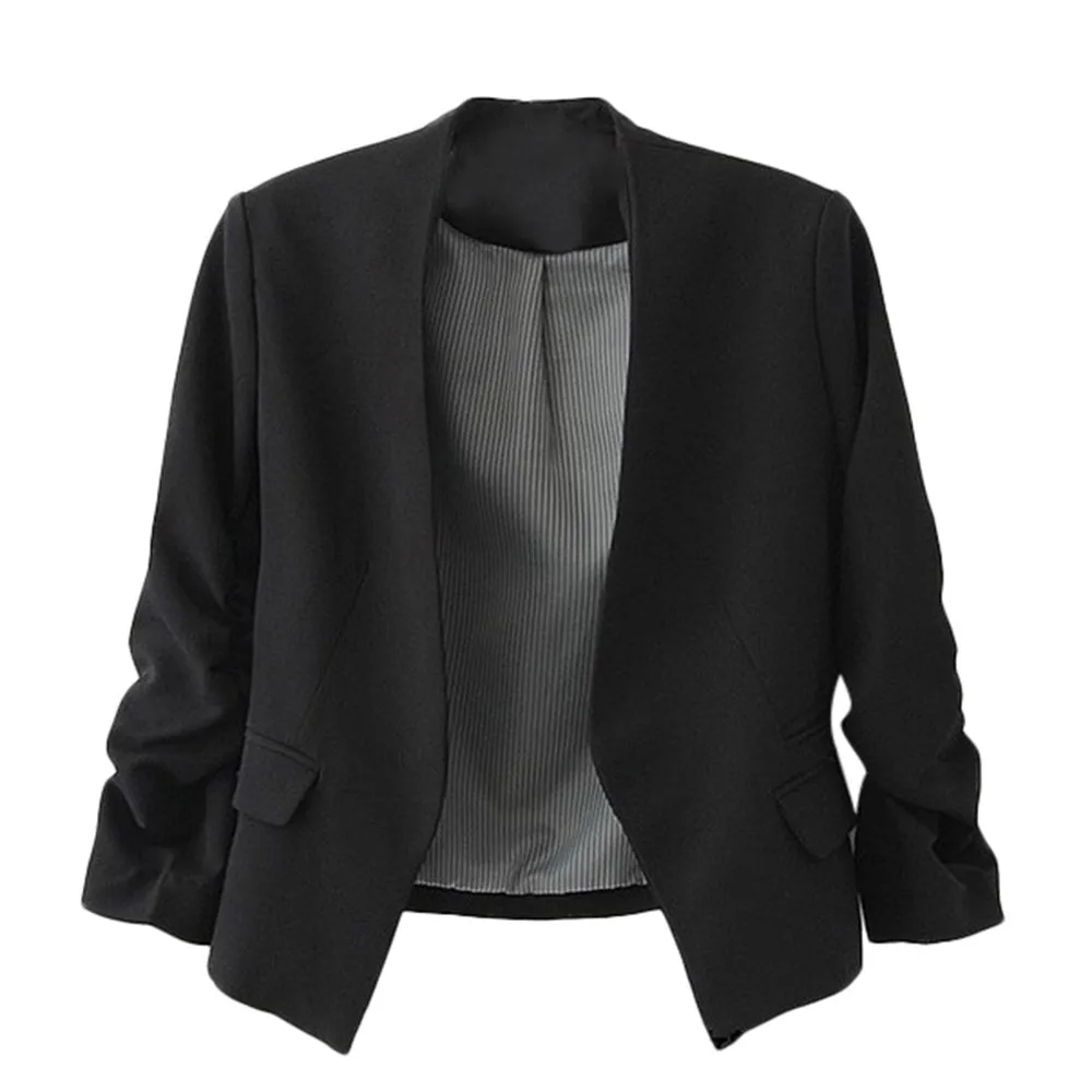 Best Selling Fashion Women High Quality OL Style Nine Quarter Puff Sleeve  Elegant Slim Suit Coat Wholesale Size S-XL