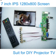 E& M 7 дюймов DIY проектор ТВ 1280*800 ЖК модуль экран монитор USB Mp4 плеер DIY 1080P VGA AV Raspberry Pi 3 с пультом дистанционного управления