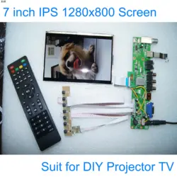 E & M 7 дюймов DIY проектор ТВ 1280*800 ЖК-дисплей модуль Экран Мониторы USB Mp4 плеер DIY 1080 P VGA AV Raspberry Pi 3 с удаленным