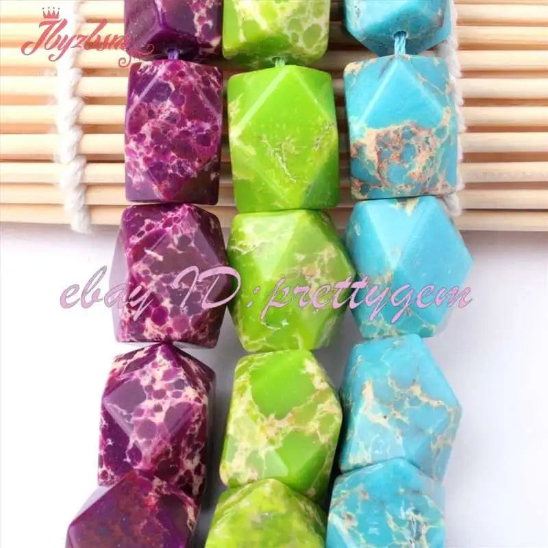 12x16mm Faceted Reactangle Beads Sea Sediment Stone Beads For DIY Necklace Bracelat Earring Jewelry Making 15