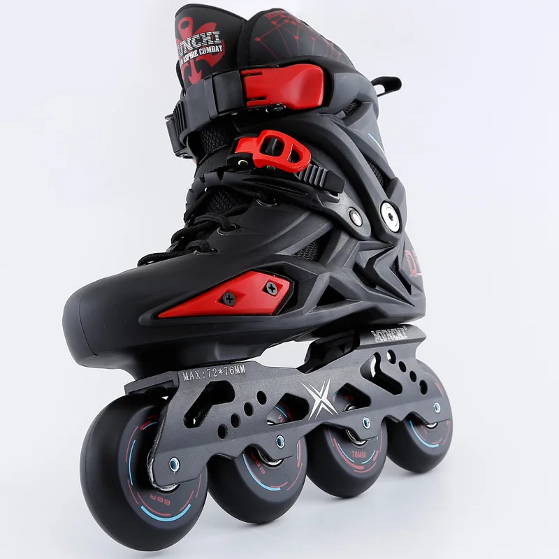 الذهب الأسود الكبار المهنية مضمنة تزلج أحذية Patines حرة في الهواء الطلق الأسطوانة التزلج أحذية رياضية أحذية رياضية