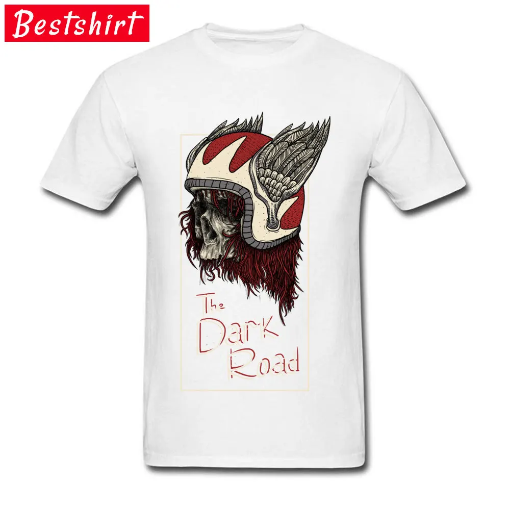 the dark road Casual Tees Short Sleeve for Men Cotton Autumn O-Neck T Shirts Hip hop Sweatshirts Fashionable Wholesale the dark road white