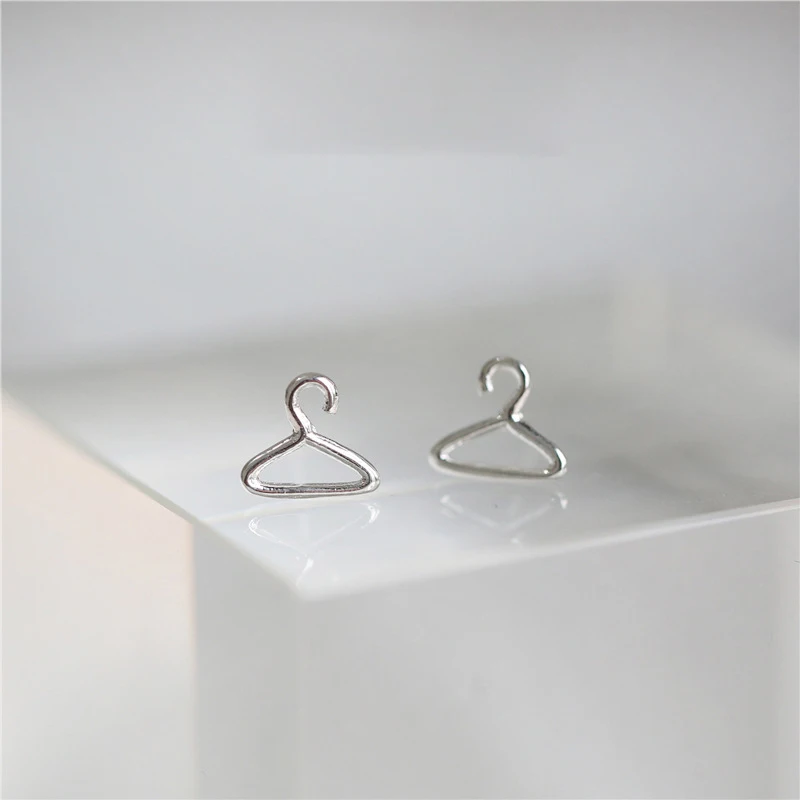 925 Sterling Silver Cute Mini Hanger Stud Earrings For Women Casual Style Girl Earings Personality Sterling-silver-jewelry