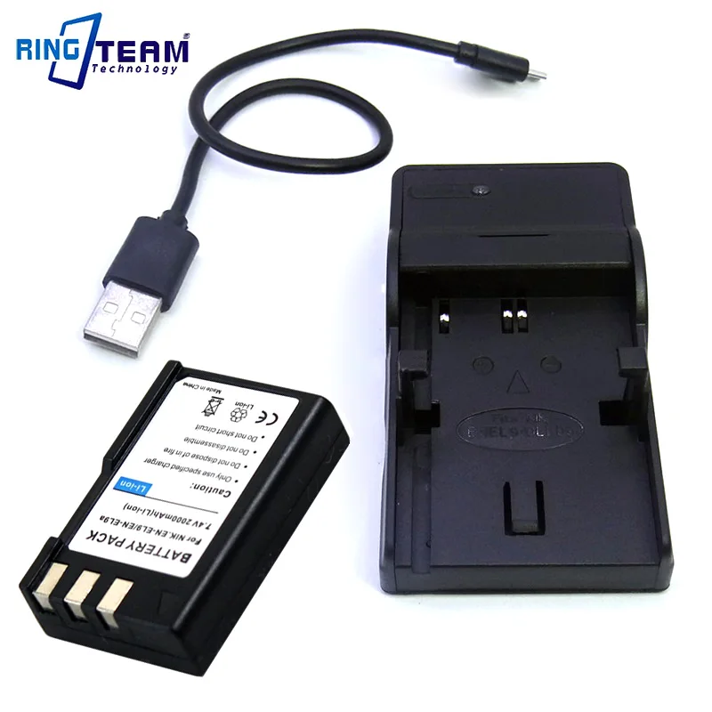 

EN-EL9 EN-EL9a EN-EL9e Battery Pack and USB Charger (2-In-1) for Nikon DSLR Cameras D40 D40X D60 D3000 D5000 ...