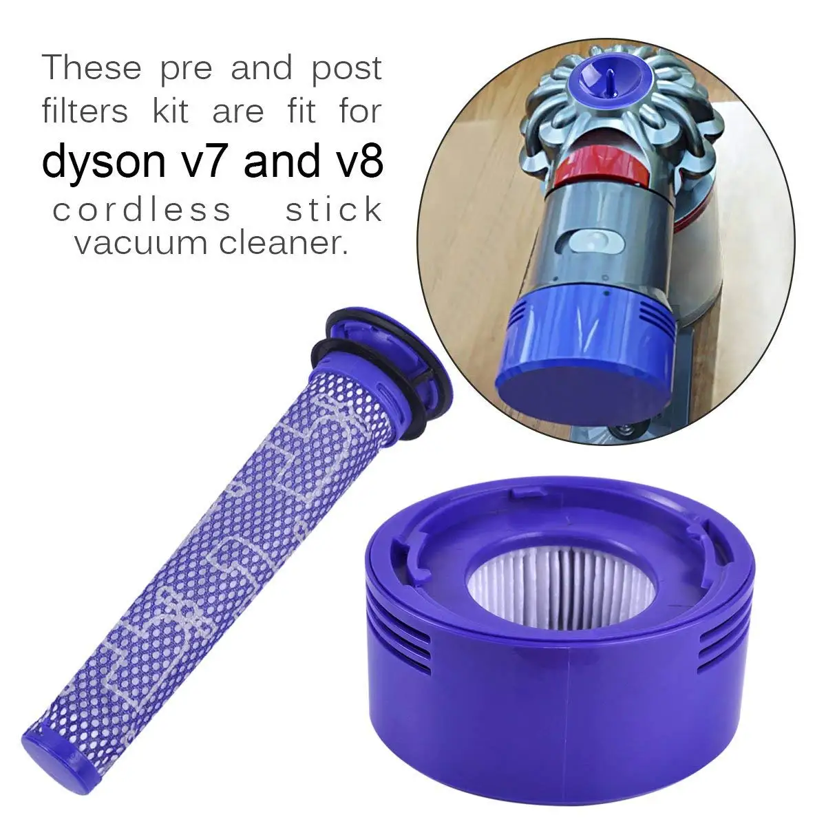 SANQ 3 Упаковка преди пост МОТОРНЫЙ ФИЛЬТР Замена для Dyson V8 и V7 беспроводной вакуумный фильтр комплект, семейный пакет для вашего Dyso