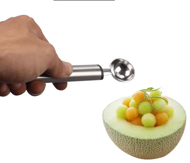 Home Kitchen Tool Fruit Melon Scoop Baller Double Spoon Stainless Steel
