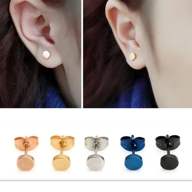 Newest Medical Anium Steel Earrings Allergic Fine Needle Round Newest Medical Anium Steel Earrings Allergic Fine Needle Round Cake Small Gold Beans Rose Women