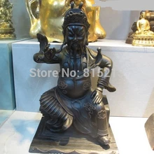 Bi001142 1" Китай Тибет Народная старый Чистая Бронзовый Гуань Гун Гуань Юй воин Статуя Будды
