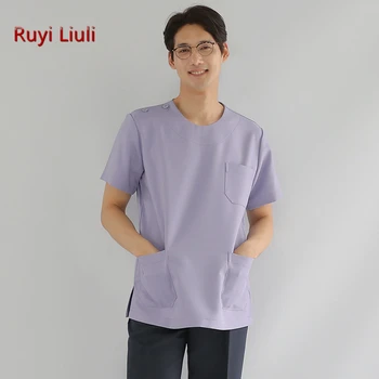 

Hospital & Dental Clinic Male Doctor Short Sleeve Surgical Uniform Man Isolation Gown Scrub Set,Nurse Medical Suit